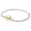 Rose Gold Pave Heart Barrel Clasp MOMENTS Smooth Bracelet Fit Pandora Snake Chain Bracelet Bangle 925 Sterling Silver Bead Charm