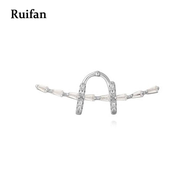 Geometric Genuine 925 Sterling Silver Clip Earrings for Women Men Accessories Cubic Zircon Christmas Jewelry Gifts YEA002