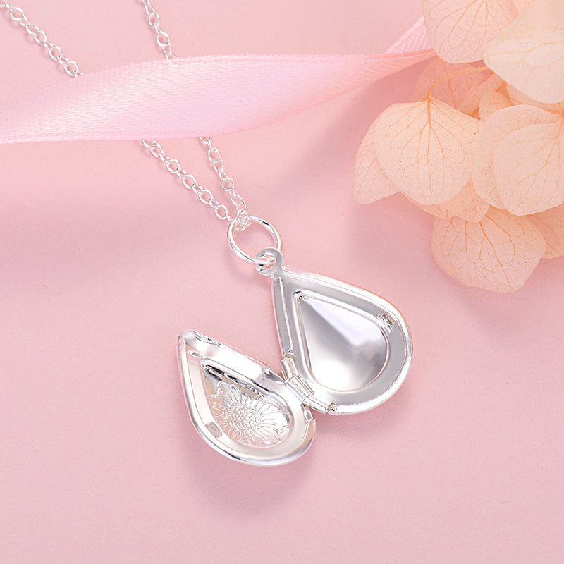925 Stamped silver romantic water drop photo frame pendant Necklace For Women fine Wedding Party Jewelry birthday gifts