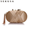 SEKUSA Bow Metal Women Day Clutches Tassel Luxurious Lady Evening Bags Small Party Wedding Bridal Chain Shoulder Handbag