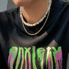 SHIXIN Punk Layered Pearl Beads Choker Necklaces Set for Men Women Shiny Rhinestone Chains Necklaces on the Neck Jewelry