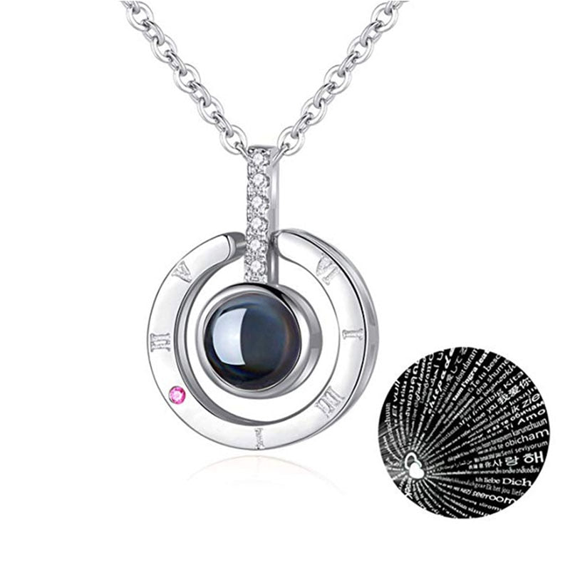 SIPENGJEL Cubic Zirconia I Love You Projection Necklace Romantic Memory Love Heart Necklace For Women Wedding Jewelry