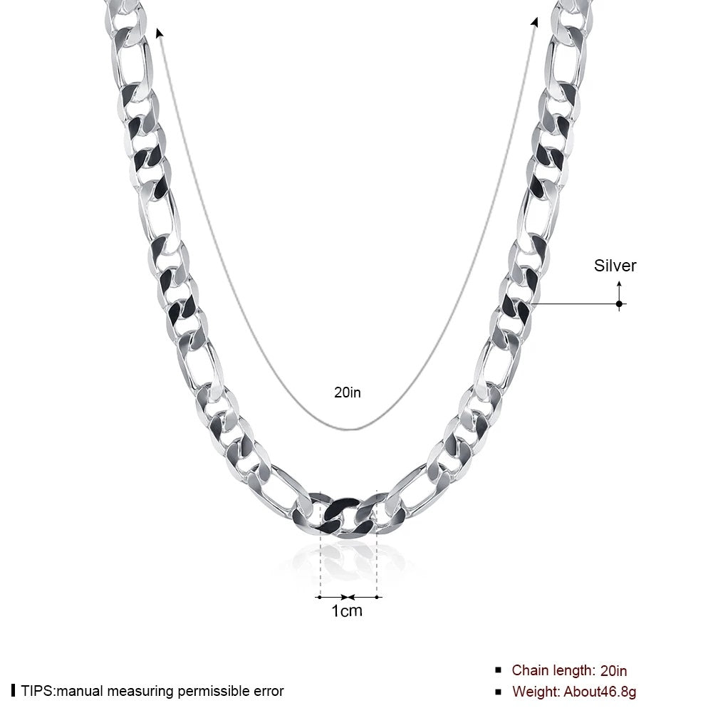 classic 925 Sterling Silver 10MM geometry chain necklace for men woman 20/24 inches designer wedding jewelry gifts