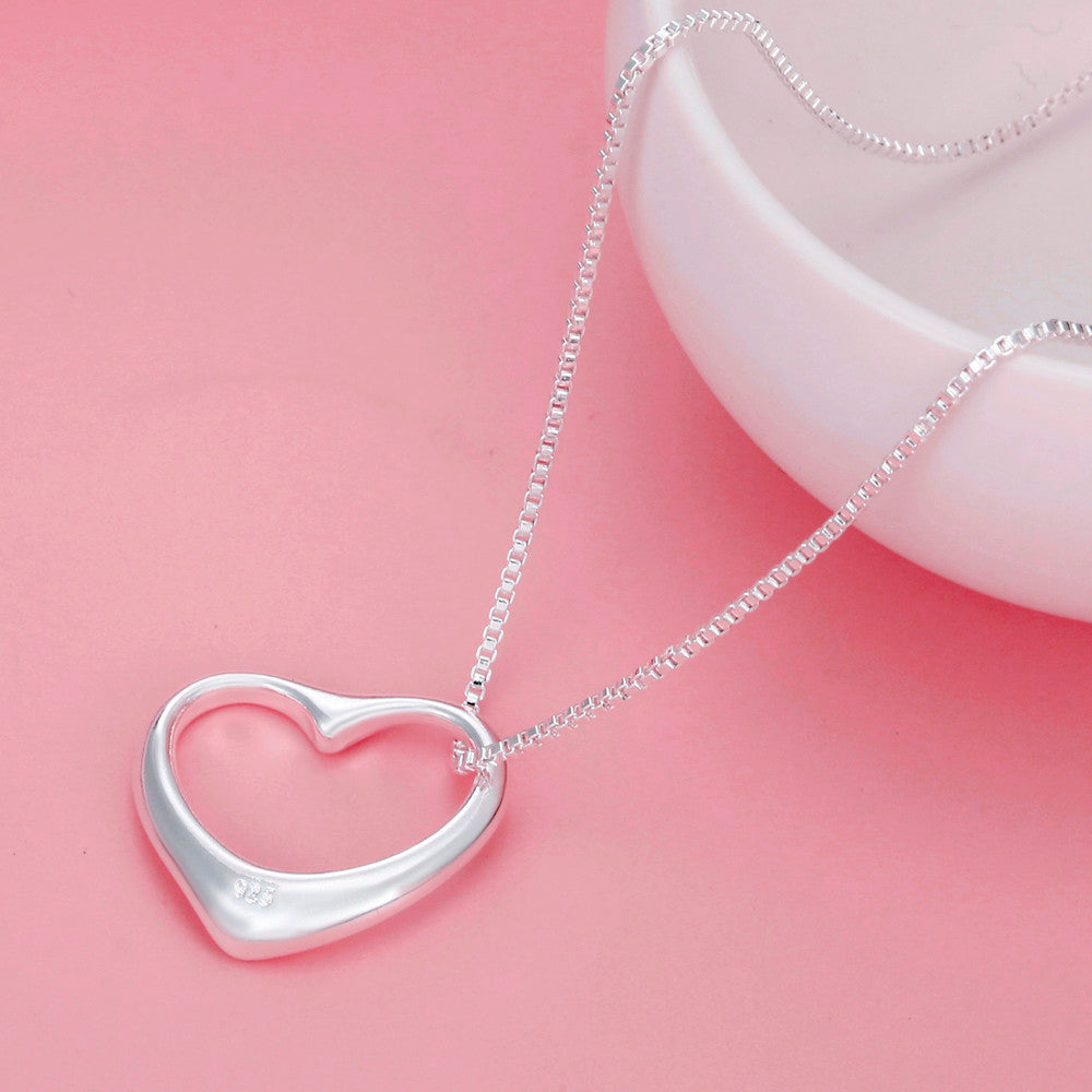Fine 925 Stamped Silver elegant heart Pendant box chain Necklaces For Women noble party wedding Jewelry birthday gifts