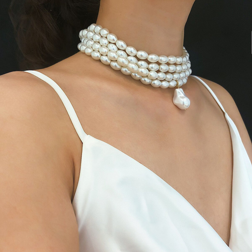Baroque Abnormity Pearl Necklace  European American Style Personality Chain Of Clavicle Ms Travel Wedding Accessories