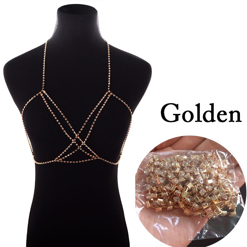 Sexy Rhinestone Body Chain for Women Boho Jewelry Cross Chest Chain Shining Crystal Party Wedding Chest Decoration Accessory