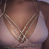 Sexy Rhinestone Body Chain for Women Boho Jewelry Cross Chest Chain Shining Crystal Party Wedding Chest Decoration Accessory