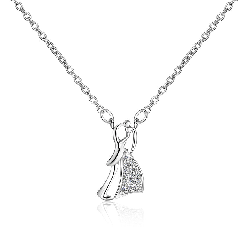 100% 925 Sterling Silver Jewelry Romantic Propose Marriage Love Bride & Groom Necklaces & Pendants for Women Wedding