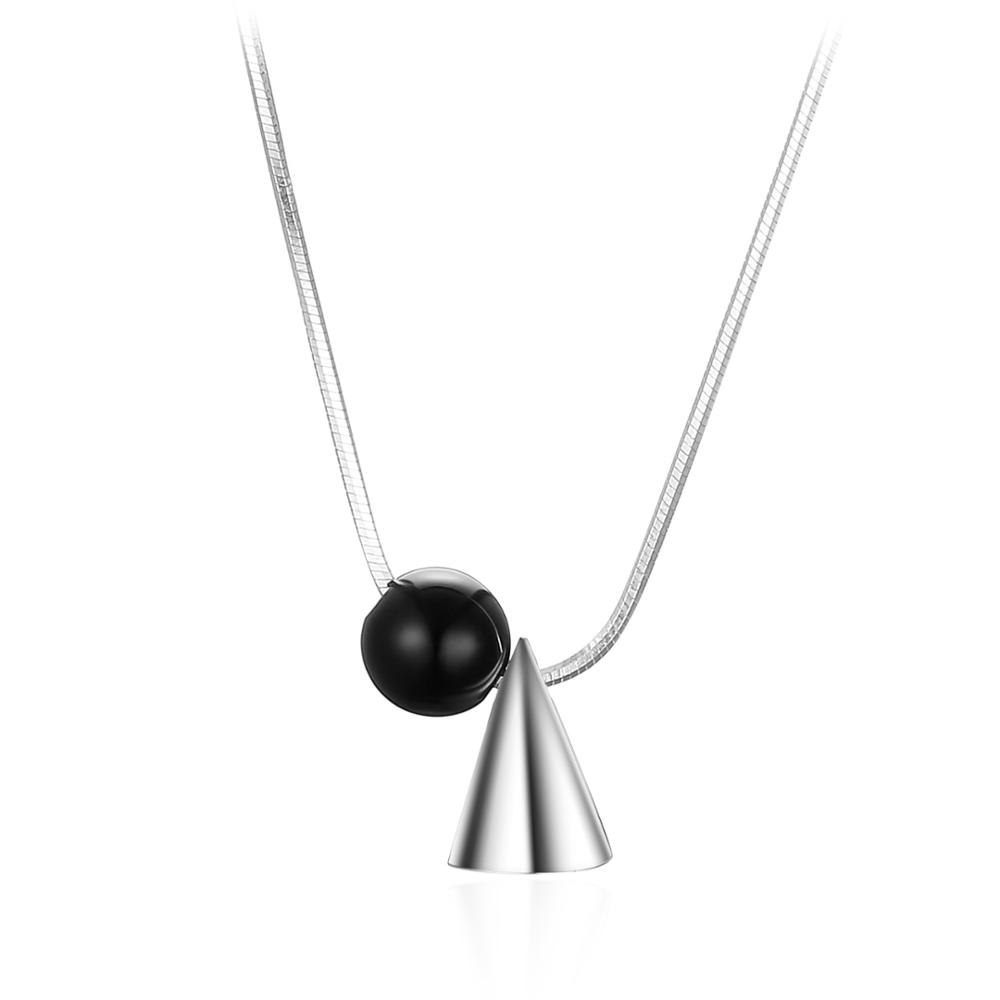 Trendy Round&Triangle Necklaces Pendants Silver 925 Jewelry Necklace Suspension Decorations for Women Girl Party Gift
