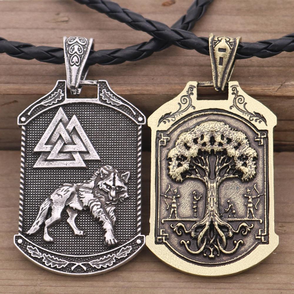 Slavic Veles Kolovrat Symbol Viking Jewelry Valknut Wolf Amulet Lion Bear Pendant Necklace Men Talisman Jewlery Accesorios Mujer