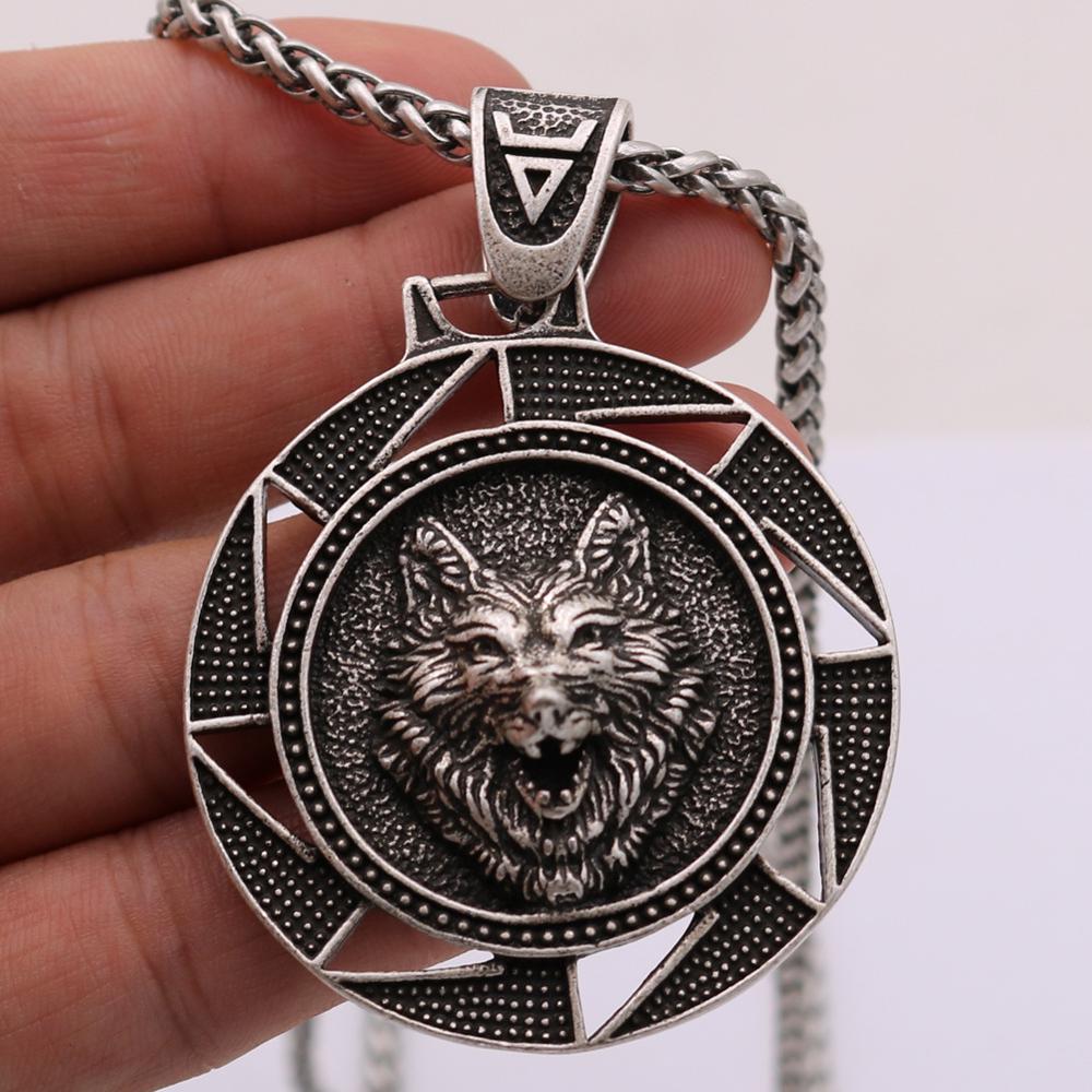 Slavic Veles Kolovrat Symbol Viking Jewelry Valknut Wolf Amulet Lion Bear Pendant Necklace Men Talisman Jewlery Accesorios Mujer