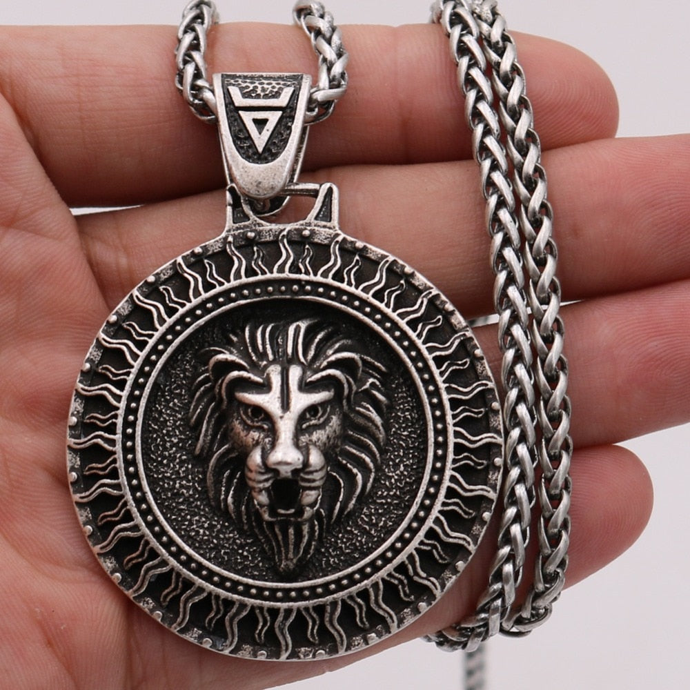 Slavic Veles Kolovrat Symbol Viking Jewelry Valknut Wolf Amulet Lion Bear Pendant Necklace Men Talisman Jewlery Accesorios Mujer