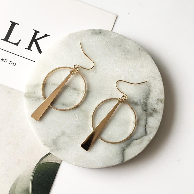 South Korea Earrings Jewelry Temperament Simple Retro Long Circle Ear Line Geometric Earrings For Women Statement earrings