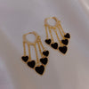 South Korea's design jewelry sexy black love tassel pendant earrings elegant women's prom party accessories