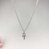 Sparkling Goddess Ankh Cross Necklace Gold Color Pendant Necklace Clavicle Chain Statement Necklace Women Jewelry E021