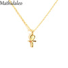 Sparkling Goddess Ankh Cross Necklace Gold Color Pendant Necklace Clavicle Chain Statement Necklace Women Jewelry E021