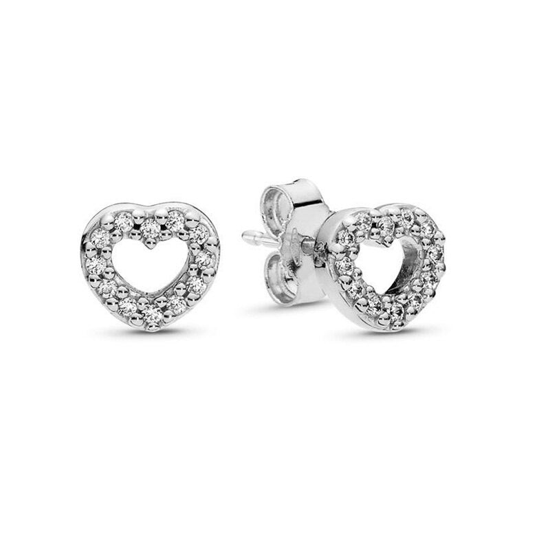 Special Offer 32 Styles Heart Infinity Stud Earring Clear CZ Fit Brand Earrings For Women Wedding Jewelry