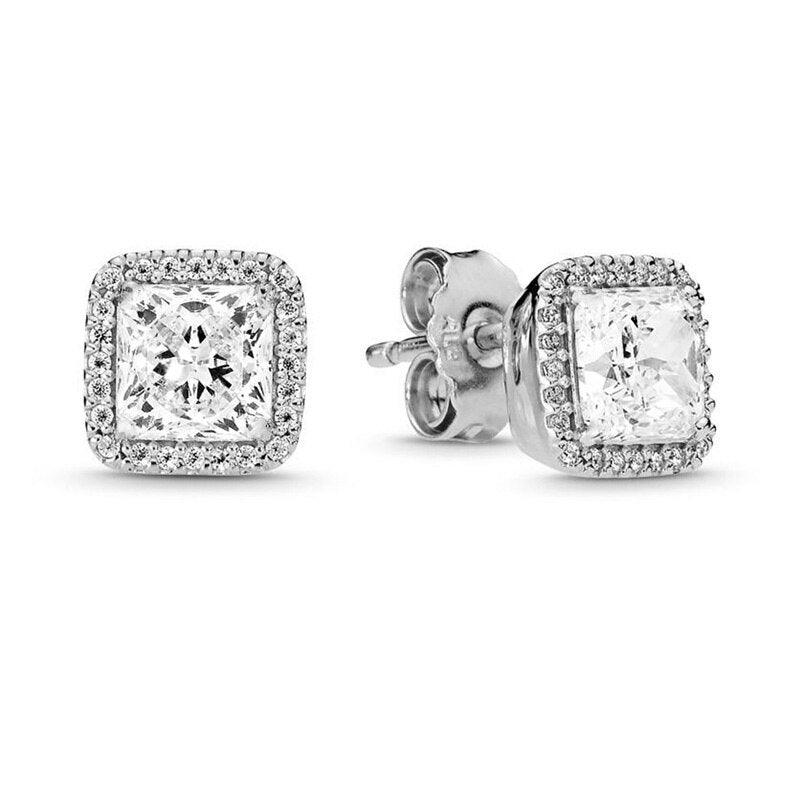 Special Offer 32 Styles Heart Infinity Stud Earring Clear CZ Fit Brand Earrings For Women Wedding Jewelry