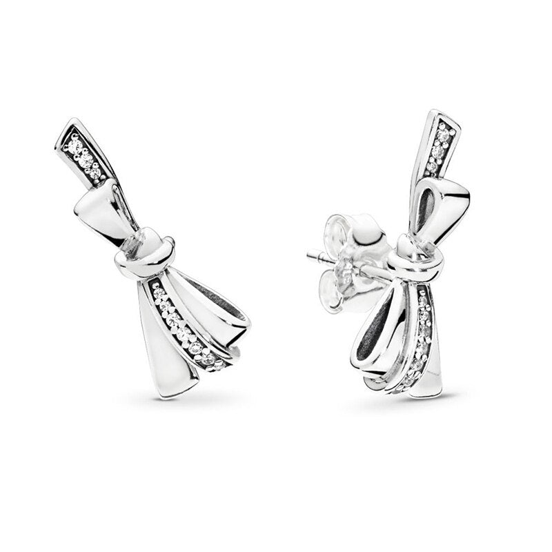 Special Offer 32 Styles Heart Infinity Stud Earring Clear CZ Fit Brand Earrings For Women Wedding Jewelry