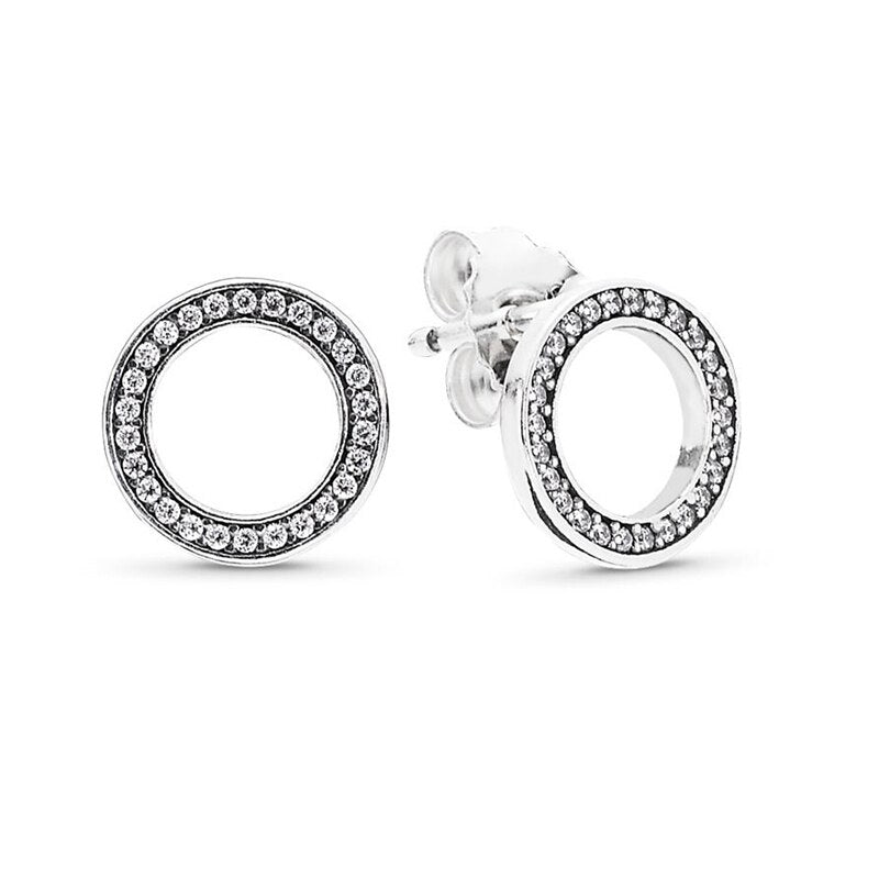 Special Offer 32 Styles Heart Infinity Stud Earring Clear CZ Fit Brand Earrings For Women Wedding Jewelry