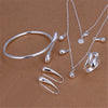 Special offer 925 sterling Silver classic Water drop bangles Bracelet necklace earrings rings Jewelry set for women Gift