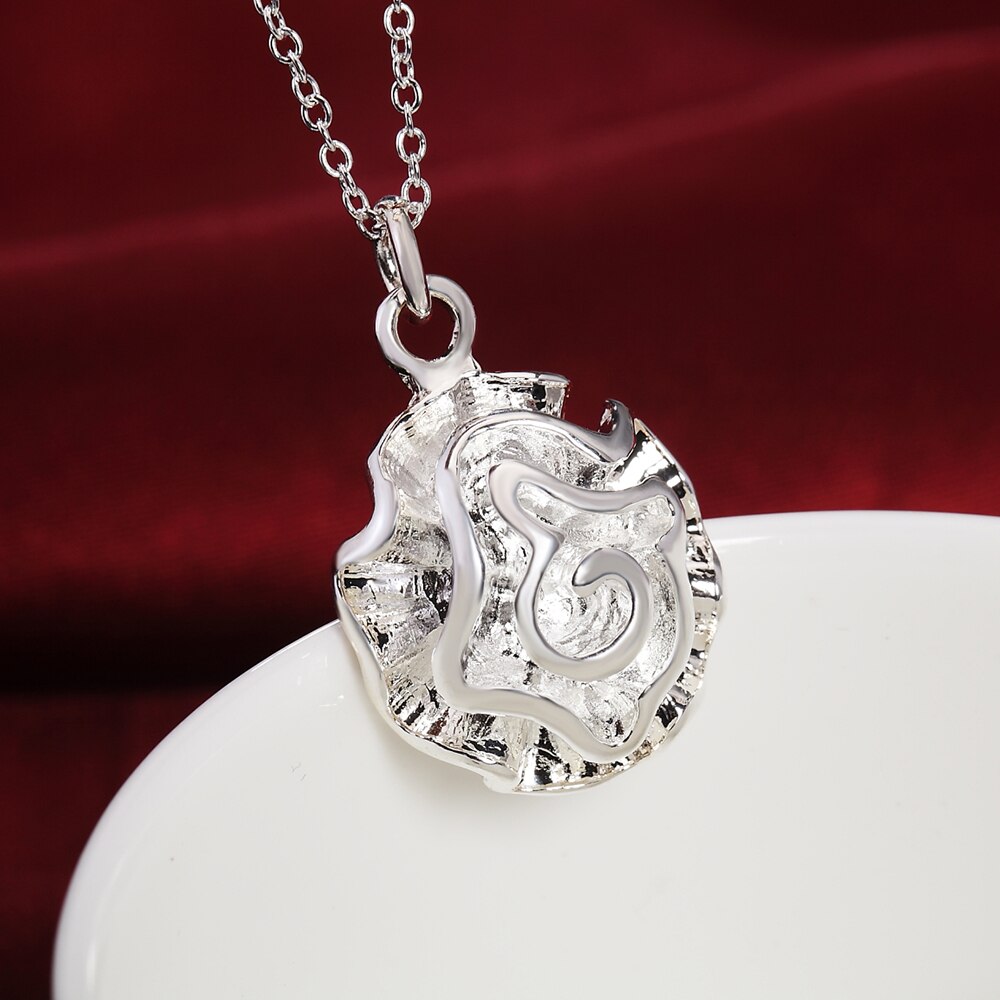 Special offer Pretty Rose flower 925 sterling Silver Pendant ring Bracelet necklace earring stud for women Jewelry set