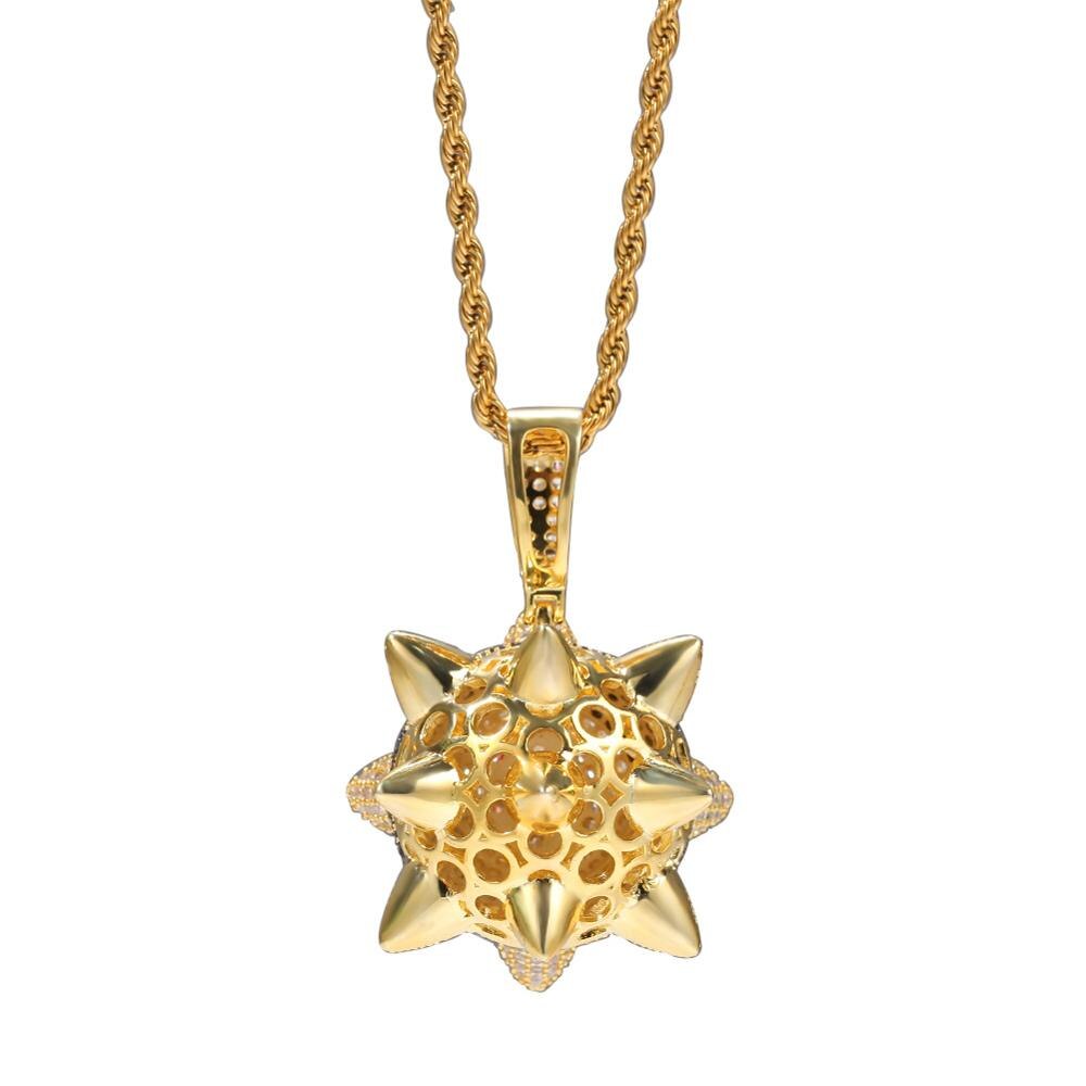 Spiked 8-Ball Pendant Trippie Redd Inspired Spike 8-ball Billiards Pendant Necklace With Tennis Chain Hip Hop Jewelry Men