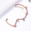 Stainless Steel Beads Chain Bracelet For Woman Gold Color Heart Crystal Charms Strand Bracelet Steel Jewelry Party Jewelry Gift