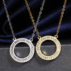 Stainless Steel Necklaces Crystal Zircon Hollow Round Pendant Chain Collar Necklace For Women Jewelry Wedding Party Gift