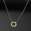 Stainless Steel Necklaces Crystal Zircon Hollow Round Pendant Chain Collar Necklace For Women Jewelry Wedding Party Gift