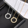 Stainless Steel Necklaces Crystal Zircon Hollow Round Pendant Chain Collar Necklace For Women Jewelry Wedding Party Gift