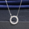 Stainless Steel Necklaces Crystal Zircon Hollow Round Pendant Chain Collar Necklace For Women Jewelry Wedding Party Gift
