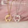Stainless Steel Necklaces Hollow Kitten Bow Pendants Chain Choker Jewellery Necklace For Women Jewelry Wedding Gifts NEW
