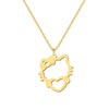 Stainless Steel Necklaces Hollow Kitten Bow Pendants Chain Choker Jewellery Necklace For Women Jewelry Wedding Gifts NEW