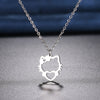 Stainless Steel Necklaces Hollow Kitten Bow Pendants Chain Choker Jewellery Necklace For Women Jewelry Wedding Gifts NEW