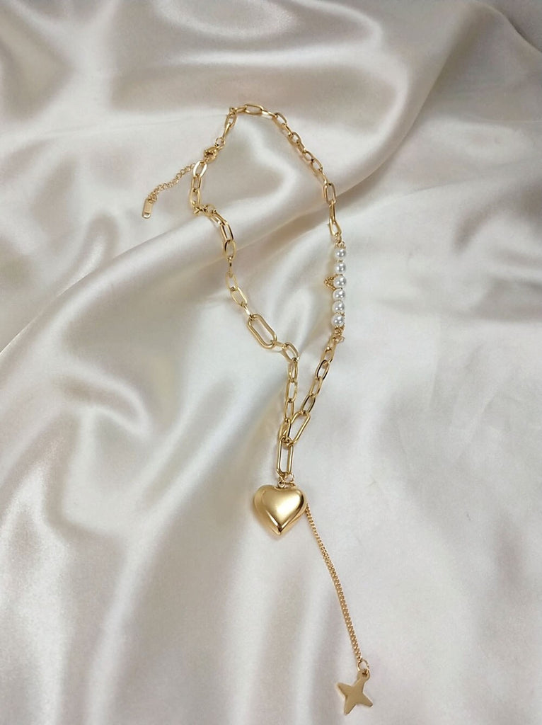 Stainless Steel Temperament Gold Heart Pendant Necklace Charming Women's Wedding Party Jewelry Romantic Valentine's Day Gifts