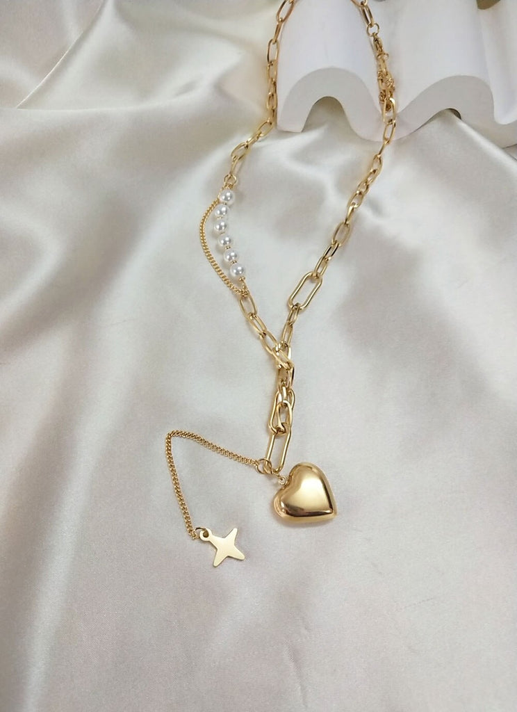 Stainless Steel Temperament Gold Heart Pendant Necklace Charming Women's Wedding Party Jewelry Romantic Valentine's Day Gifts