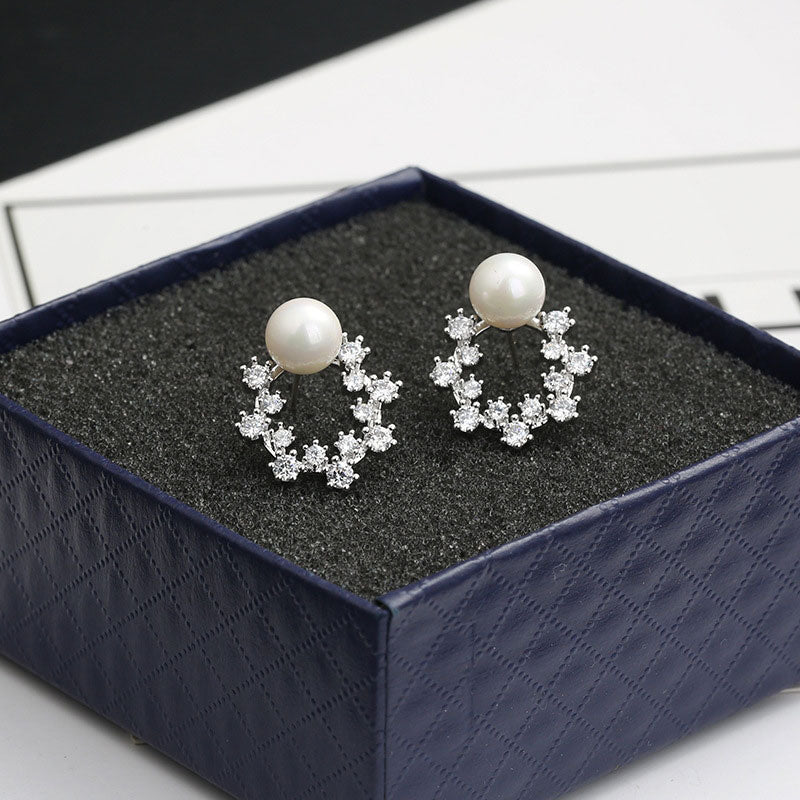 Sterling silver S925 silver pearl earrings female personality wild circle temperament network red earrings Korean hypoallergenic