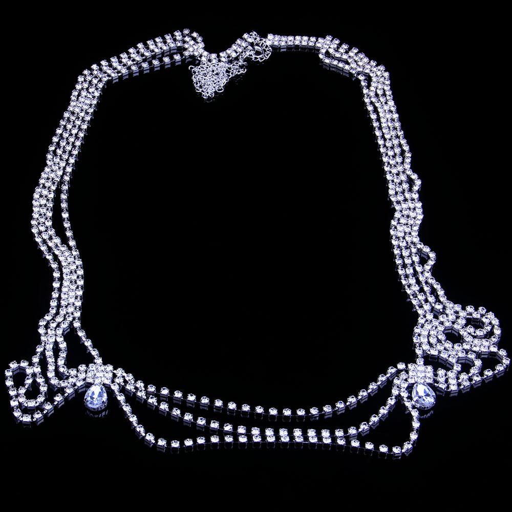 Stonefans Handmade Bridal Rhinestone Shoulder Necklace Chain for Women Wedding Crystal Body Shoulder Jewelry Statement Necklace