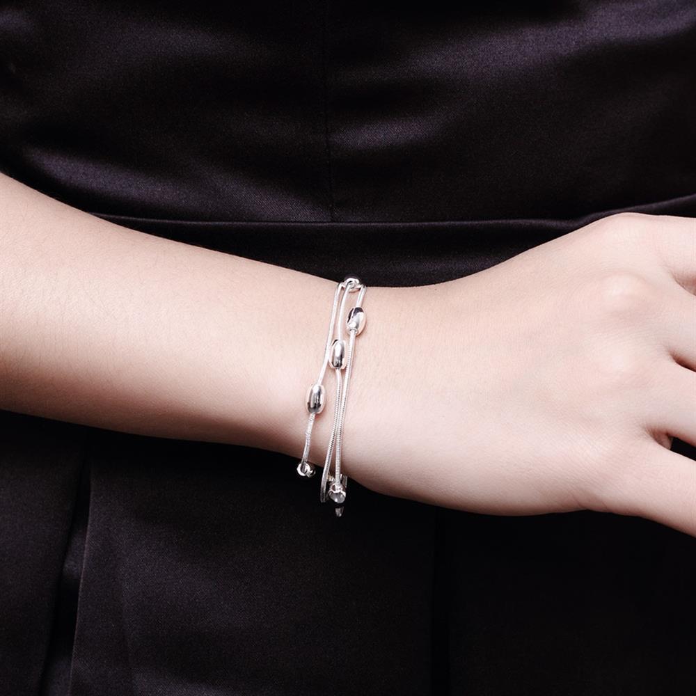 Street all-match tassel tassel oval beads 925 Sterling Silver Bracelet necklace Jewelry set for women wedding Party gift