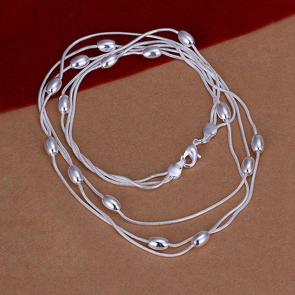 Street all-match tassel tassel oval beads 925 Sterling Silver Bracelet necklace Jewelry set for women wedding Party gift