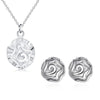 Street 925 Sterling Silver custom rose flower Pendant stud earrings necklace for women wedding Party Jewelry set gifts