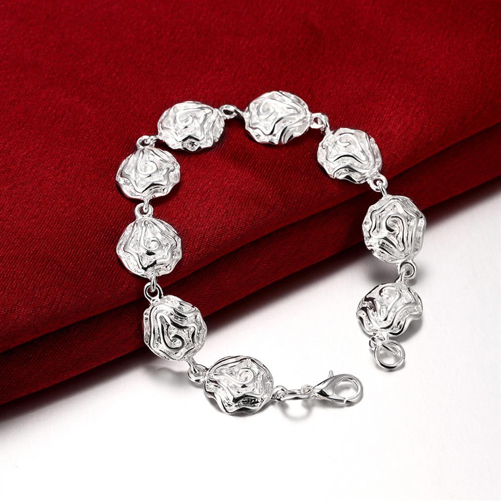 Street 925 sterling Silver charm Rose flower rings necklace bracelet earrings Jewelry set for Women Party wedding gifts