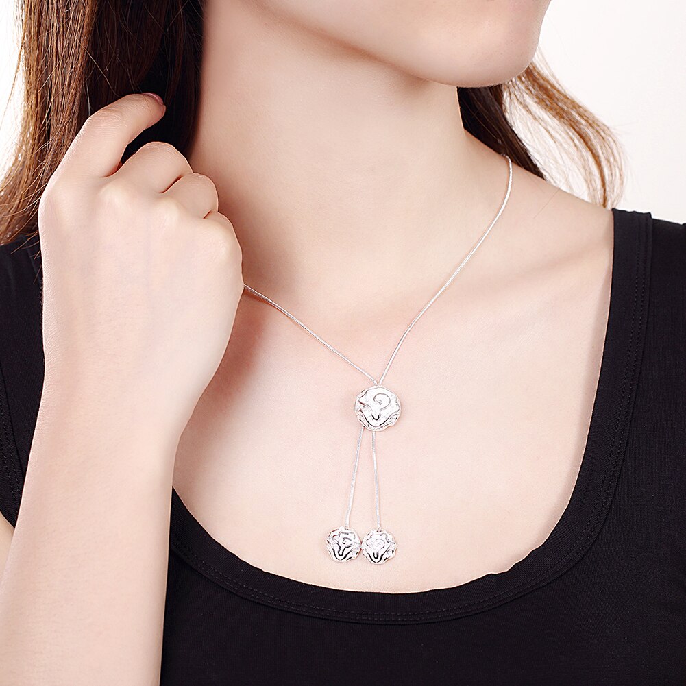 Street 925 sterling Silver charm Rose flower rings necklace bracelet earrings Jewelry set for Women Party wedding gifts