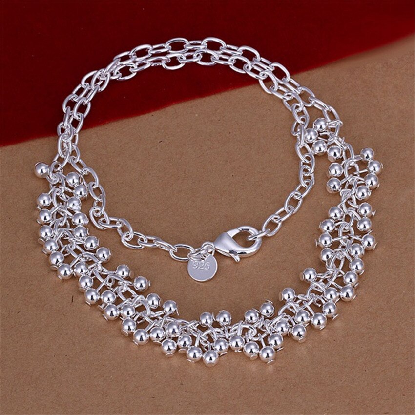 Street charms 925 sterling Silver Fringe line frosted beads Bracelets necklace Jewelry set for women Party Gifts