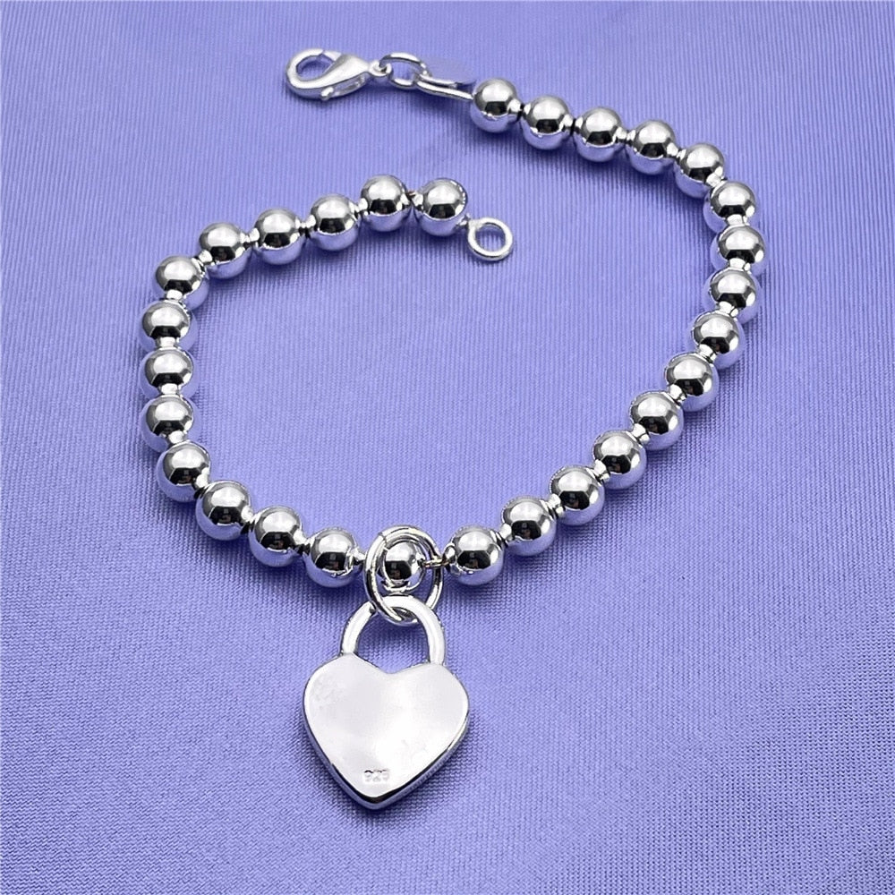 Street wild 925 sterling Silver charms Heart Pendant Bracelets for Women party wedding Original jewelry Holiday gifts