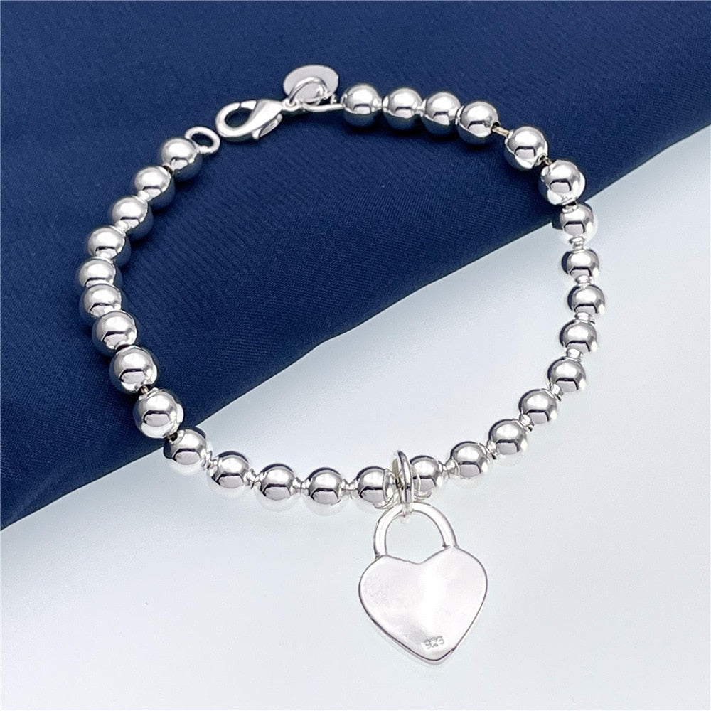 Street wild 925 sterling Silver charms Heart Pendant Bracelets for Women party wedding Original jewelry Holiday gifts