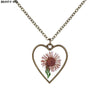 Summer Ocean Style Heart Shaped Dry Flower Necklaces Natural Choker Chain Pendant Jewelry Love Girlfriend For Wedding Gift