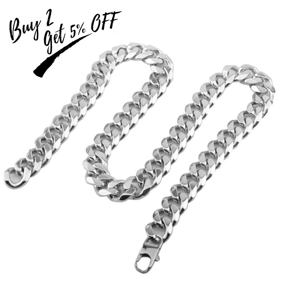 TOPGRILLZ 15MM Stainless Steel Silver Color Cuban Chain Xxxtentacion R