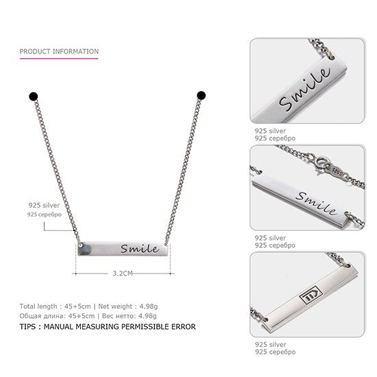 Necklaces for Women 925 Sterling Silver Hot Sale Simle Font Symb colar Necklaces Fine Jewelry Wholesale 2020 collares